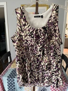 Notations Purple and Cream Floral Tiered Sleeveless Camisole